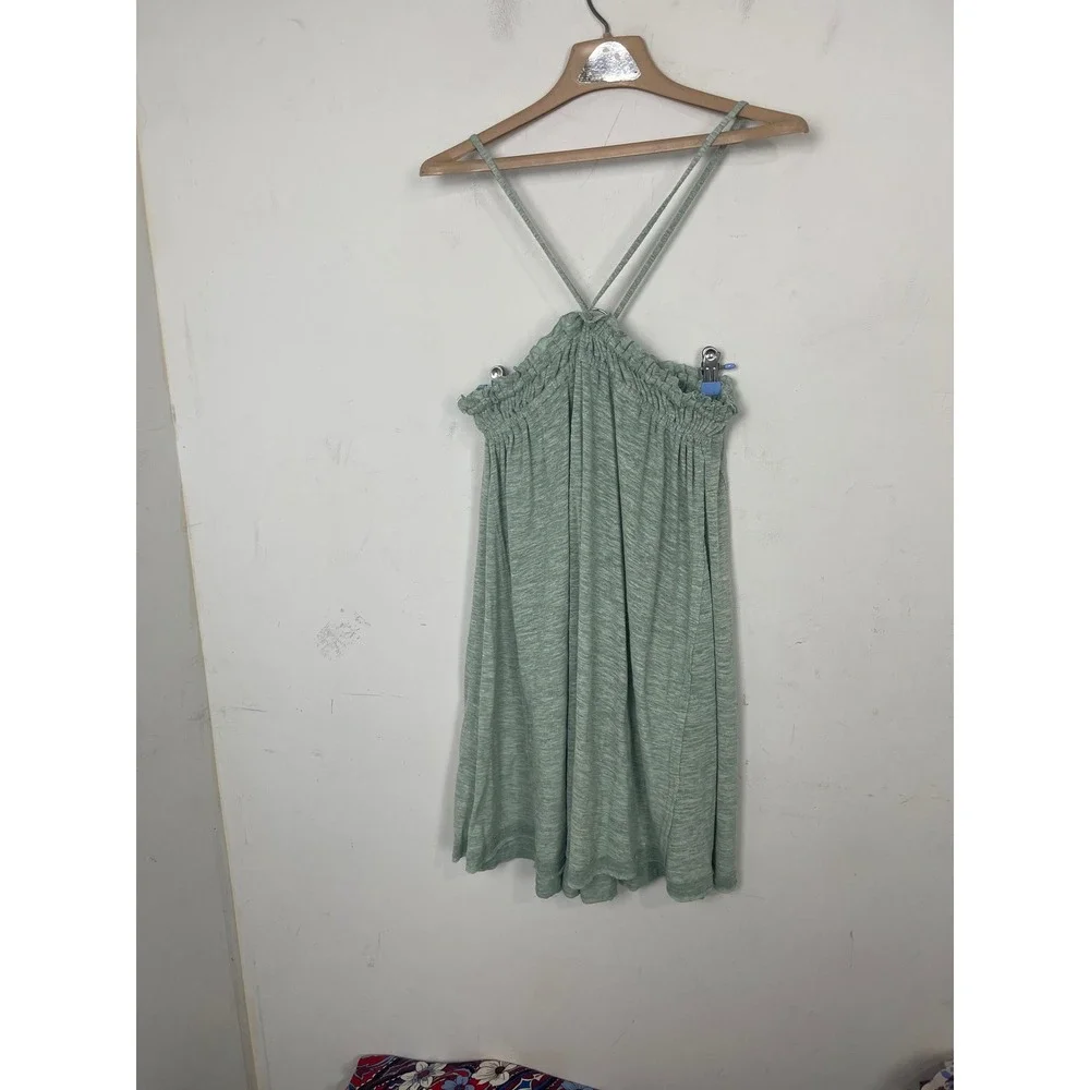 Free People FP Beach Green Space Dye Halter Mini Dress Large OB977974‎